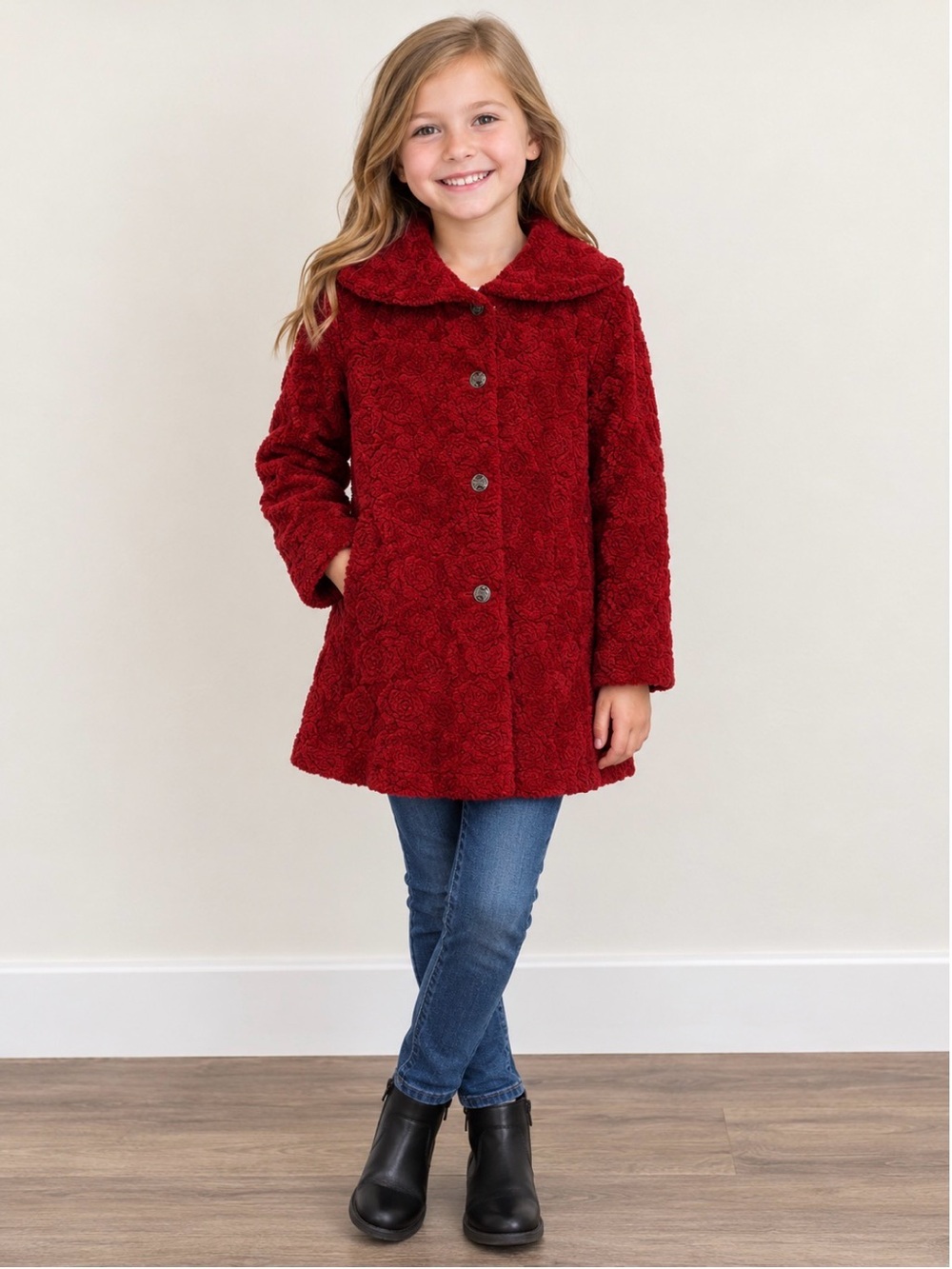 Vintage Cherry Tree by Tsunami, Girls dress coat dark red size 6X/7